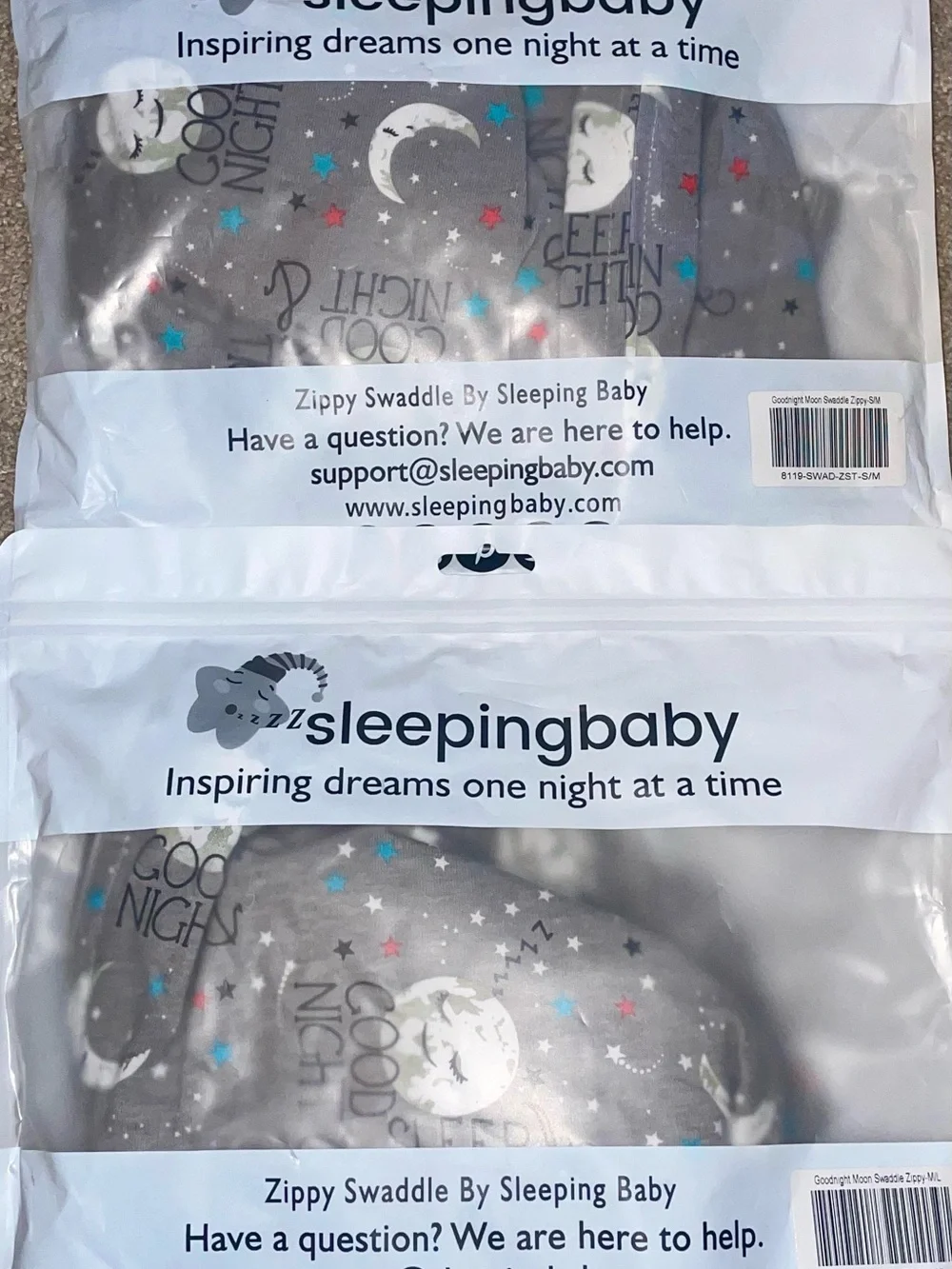 Gray Baby Swaddle Sack with Moon & Stars 